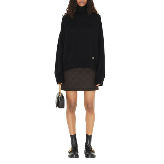 다이아몬드 퀼팅 왁싱 코튼 미니 스커트 다크 브라운