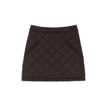 다이아몬드 퀼팅 왁싱 코튼 미니 스커트 다크 브라운