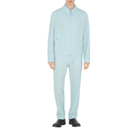 모노그램 모티프 울 해링턴 재킷 덕 에그 블루