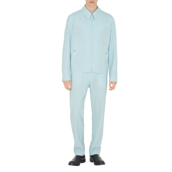 모노그램 모티프 울 해링턴 재킷 덕 에그 블루