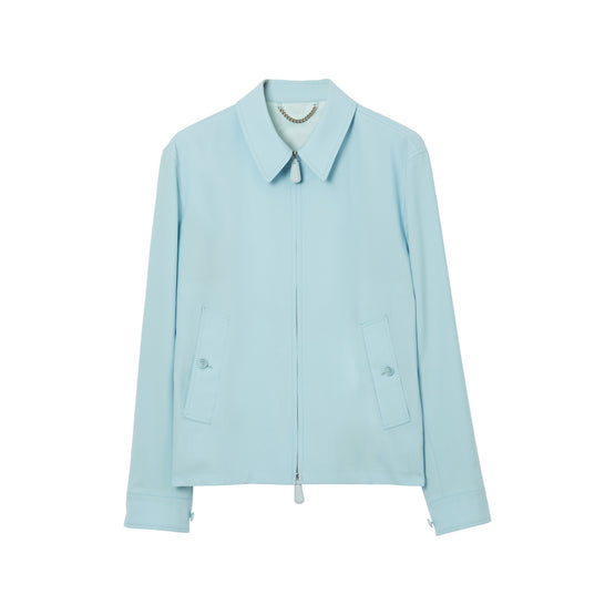 모노그램 모티프 울 해링턴 재킷 덕 에그 블루