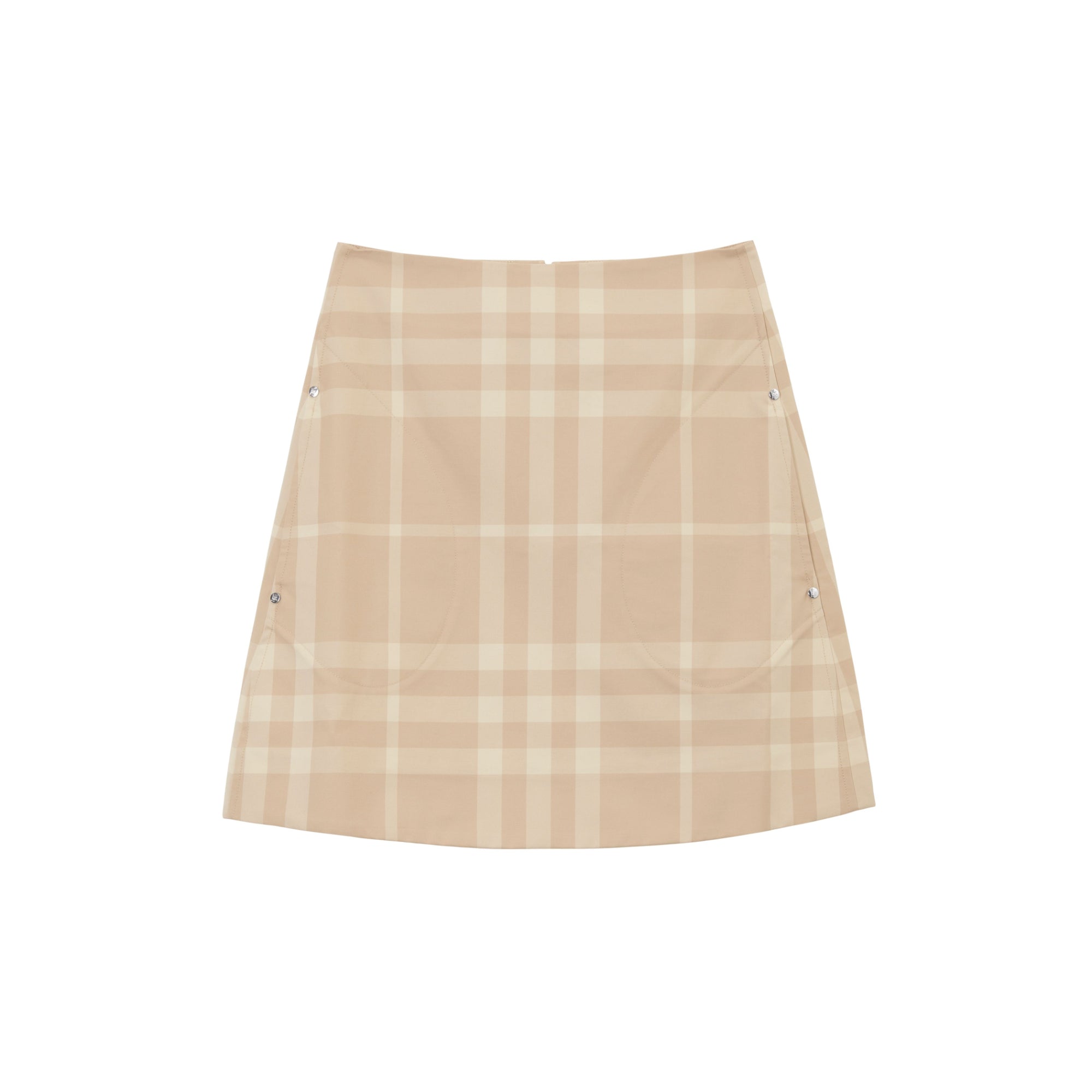 체크 코튼 개버딘 미니 스커트 소프트 폰