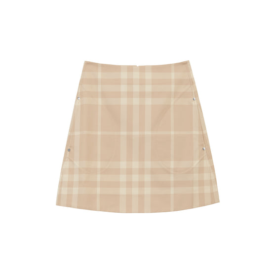 체크 코튼 개버딘 미니 스커트 소프트 폰