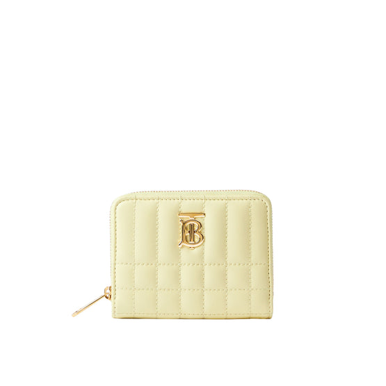 퀼팅 레더 롤라 지퍼 지갑 쿨 레몬