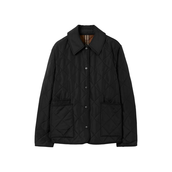 퀼팅 나일론 반 재킷 블랙
