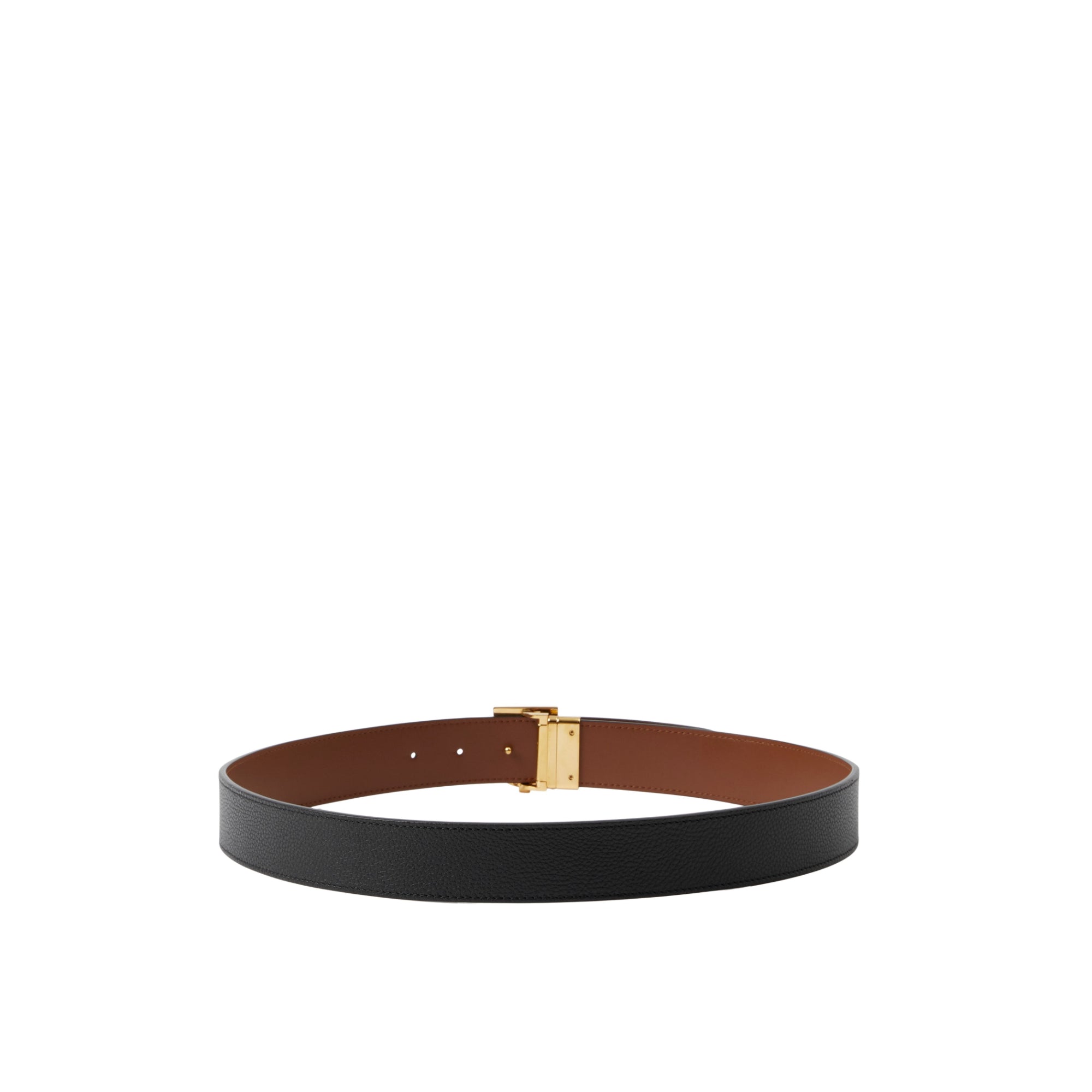 리버시블 레더 TB 벨트 블랙/탠/라이트 골드