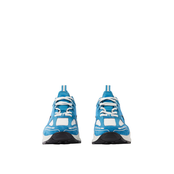 레더 스웨이드 체크 스니커즈 블루 믹스