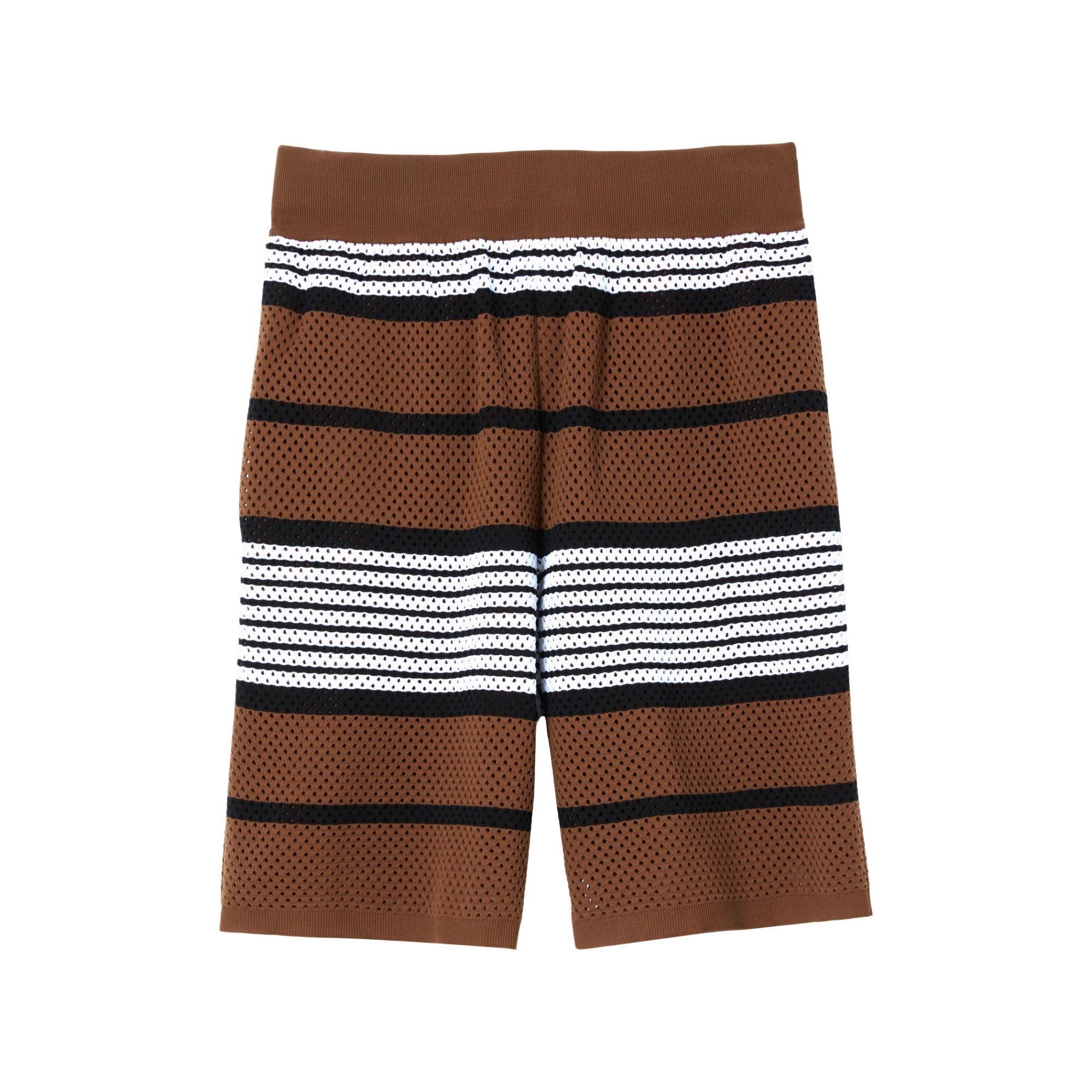 스트라이프 프린트 나일론 쇼츠 다크 버치 브라운