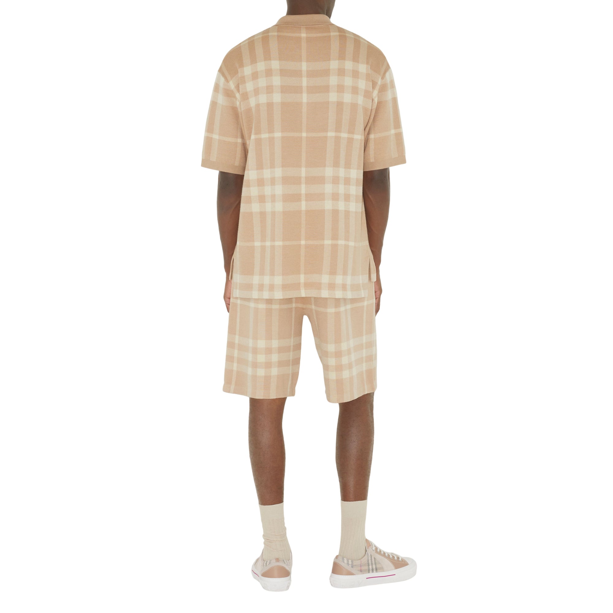 체크 실크 울 자카드 폴로셔츠 소프트 폰