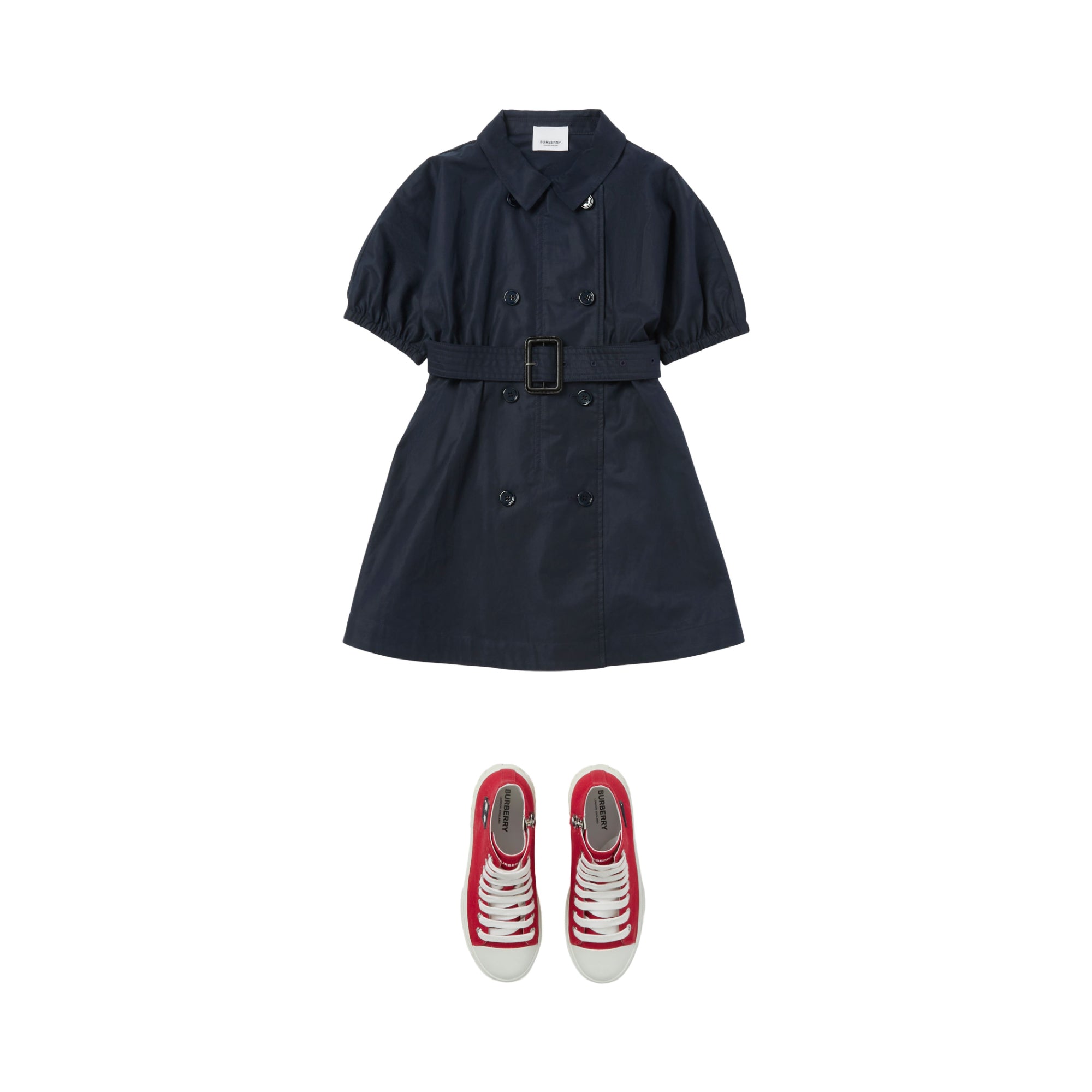 스트레치 코튼 트렌치 드레스 네이비 블랙