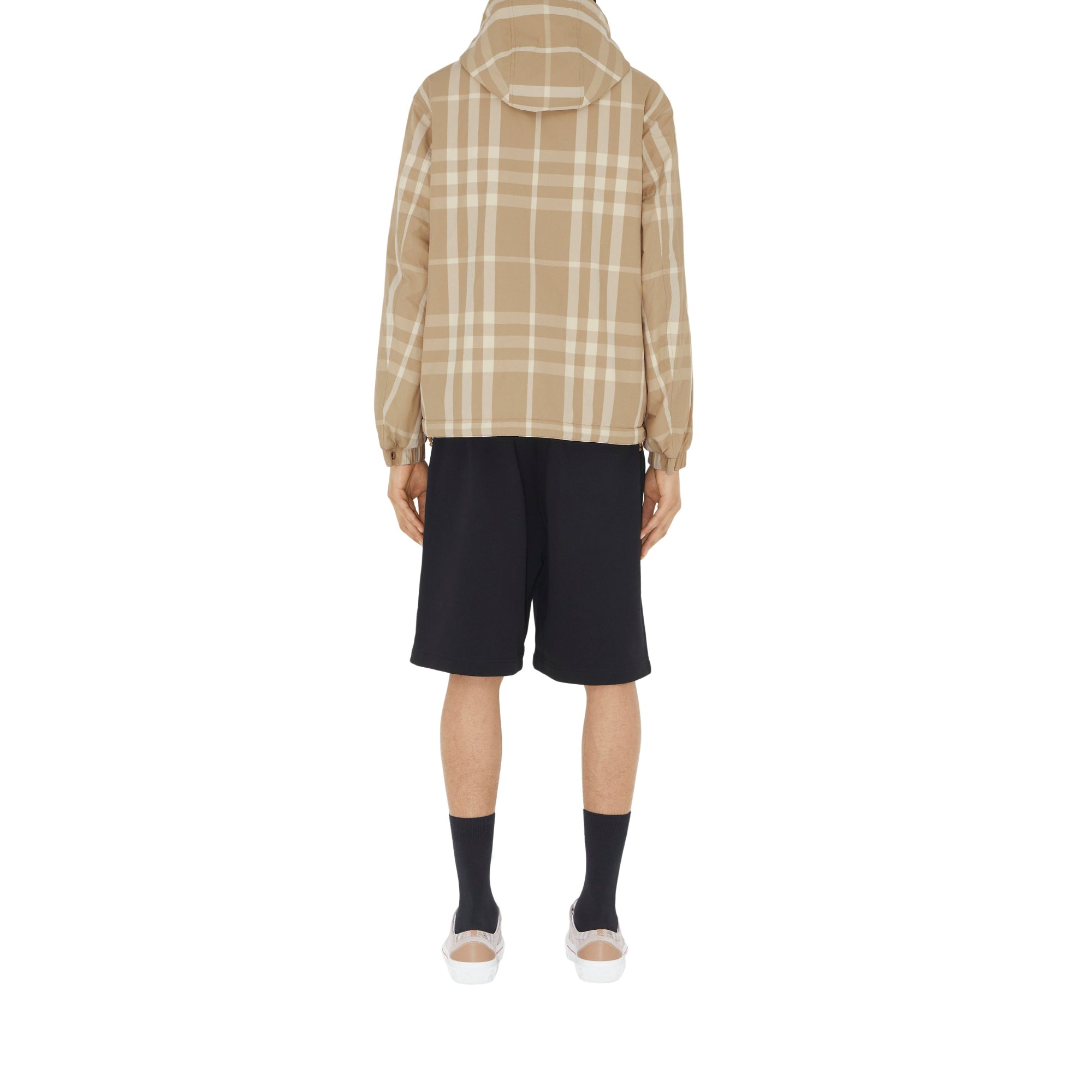 리버시블 체크 나일론 후드 재킷 소프트 폰