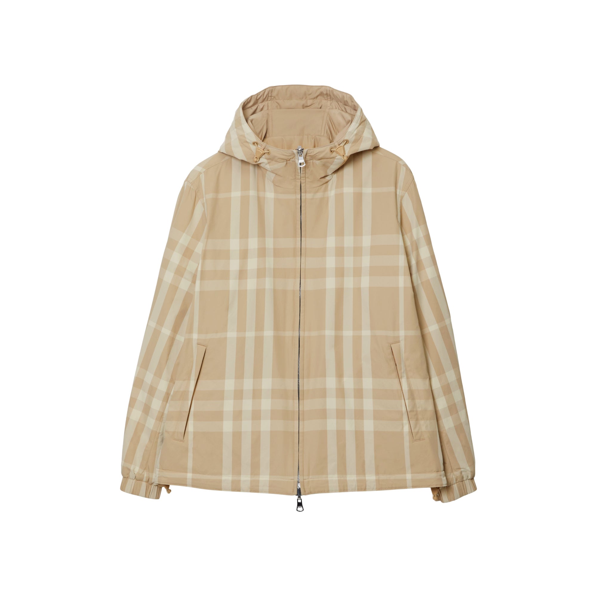 리버시블 체크 나일론 후드 재킷 소프트 폰