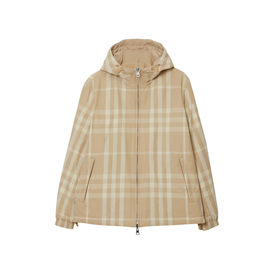 리버시블 체크 나일론 후드 재킷 소프트 폰