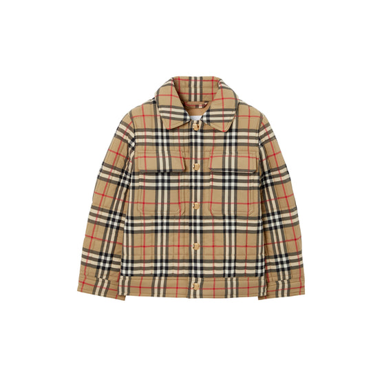 체크 나일론 퀼팅 재킷 아카이브 베이지