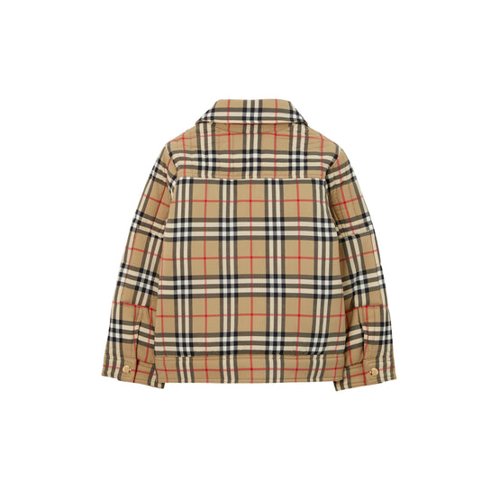 체크 나일론 퀼팅 재킷 아카이브 베이지