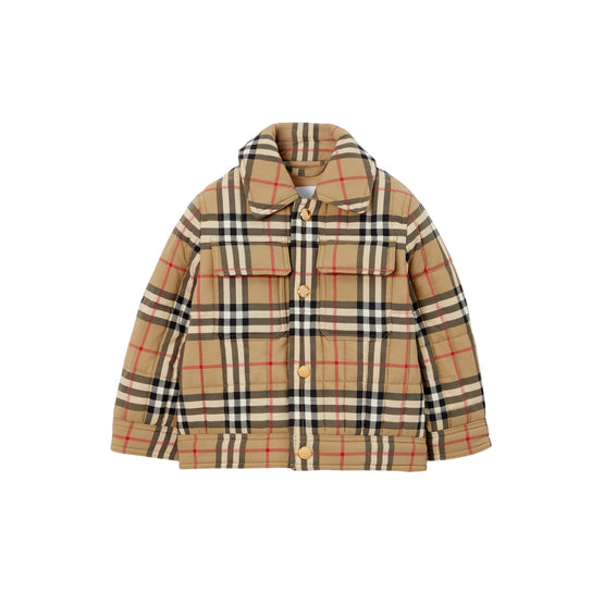 체크 나일론 퀼팅 재킷 아카이브 베이지