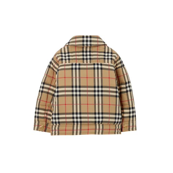 체크 나일론 퀼팅 재킷 아카이브 베이지
