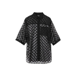 쇼트 슬리브 EKD 스트레치 레이스 셔츠 블랙