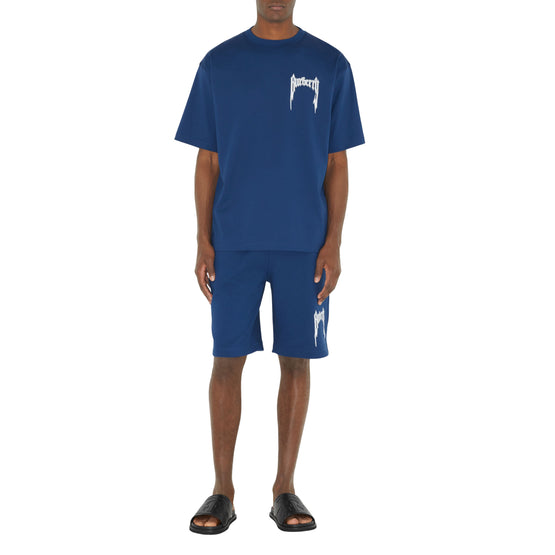 로고 프린트 코튼 티셔츠 리치 네이비