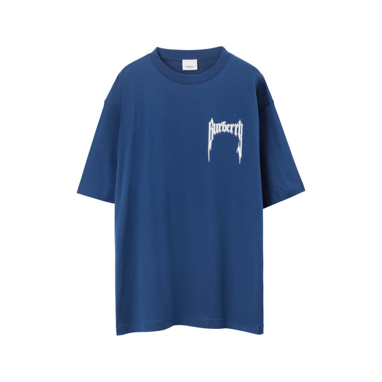 로고 프린트 코튼 티셔츠 리치 네이비