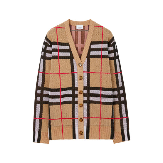 체크 코튼 블렌드 카디건 아카이브 베이지