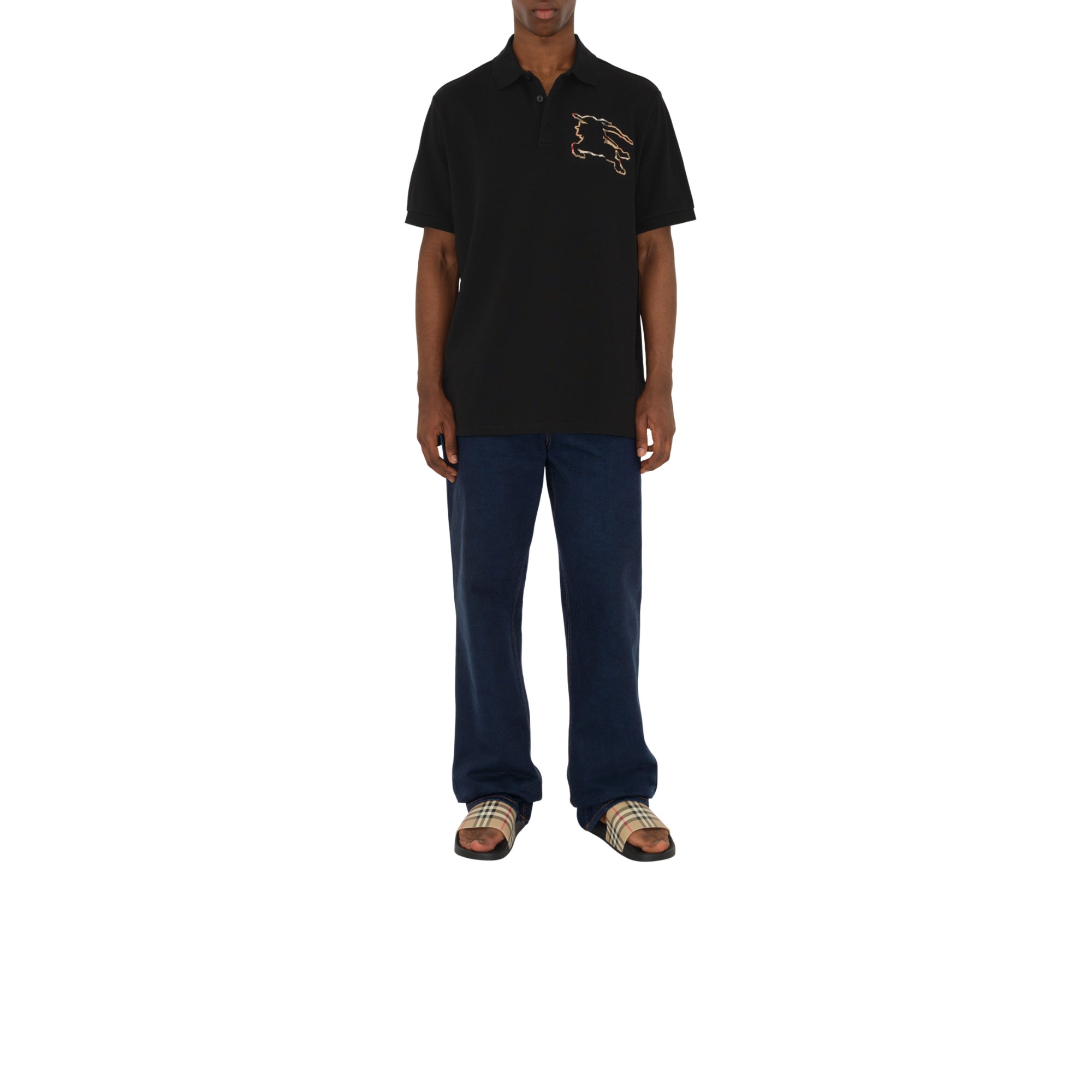 체크 EKD 코튼 폴로셔츠 블랙