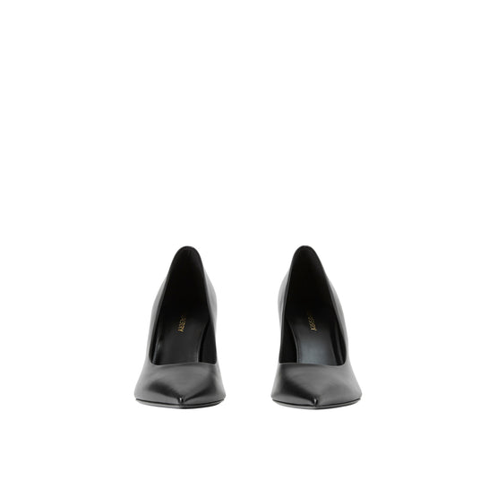 레더 포인트 토 펌프스 블랙