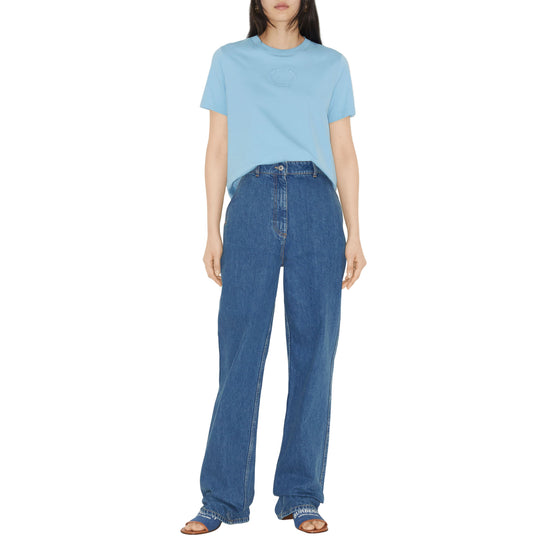 코튼 티셔츠 쿨 데님 블루