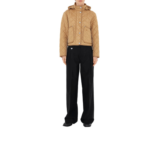 크롭 퀼팅 나일론 재킷 아카이브 베이지