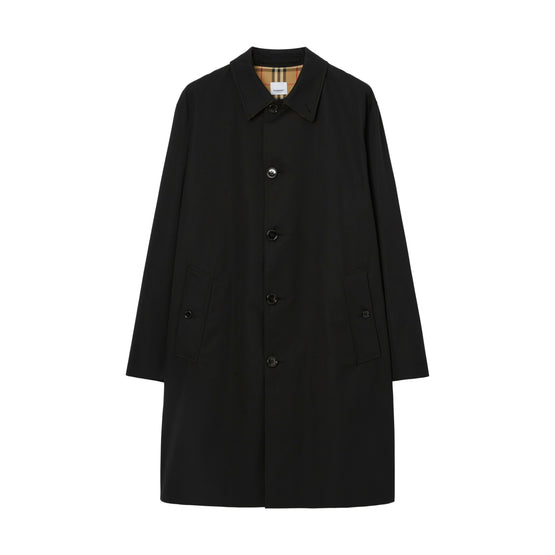 미드 렝스 개버딘 카 코트 블랙