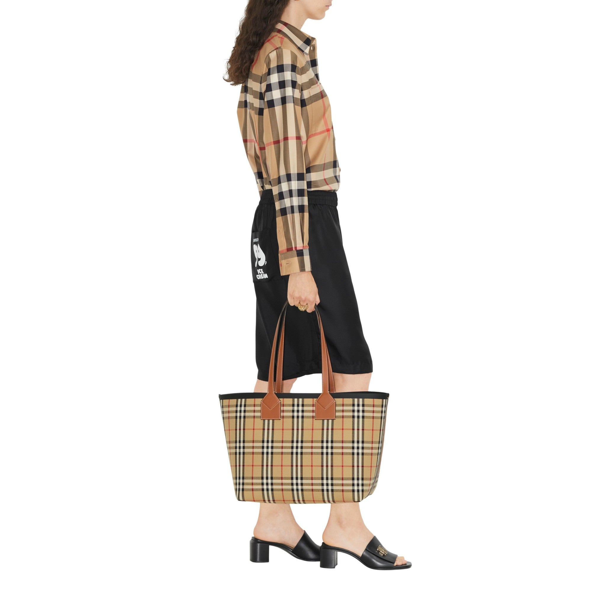 체크 코튼 셔츠 아카이브 베이지