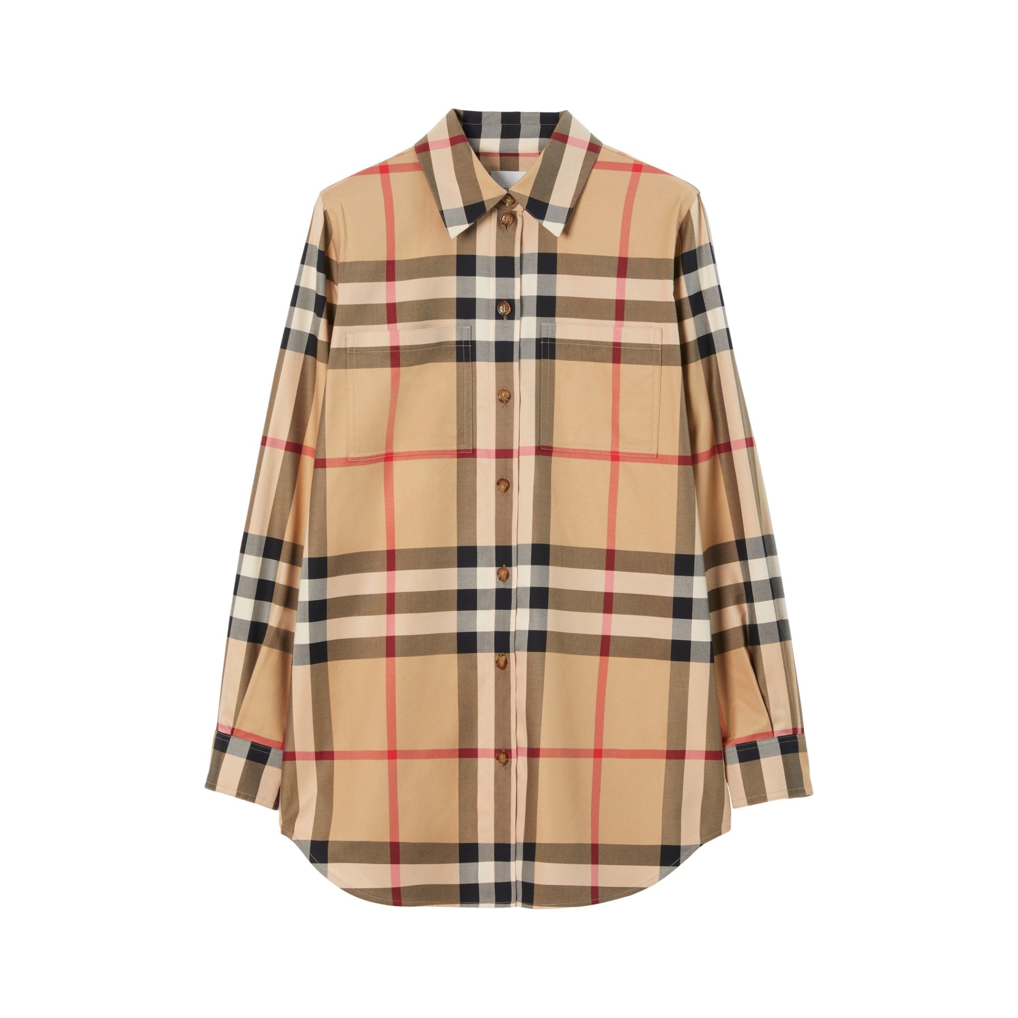 체크 코튼 셔츠 아카이브 베이지