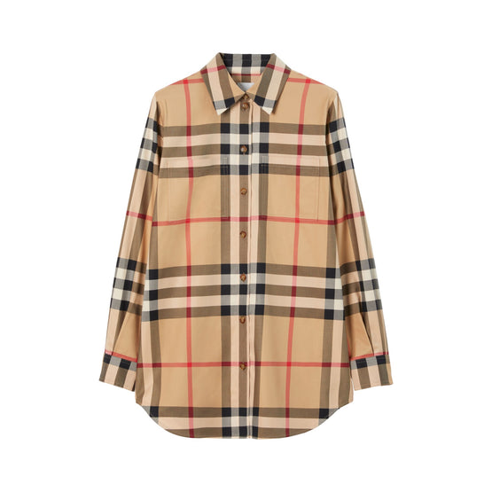 체크 코튼 셔츠 아카이브 베이지