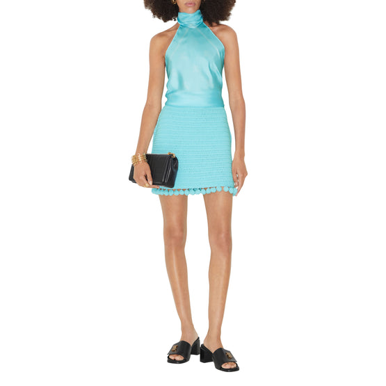 EKD 실크 스카프 톱 브라이트 토파즈 블루