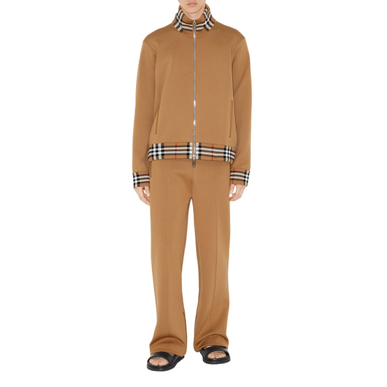 체크 트리밍 트랙 팬츠 카멜