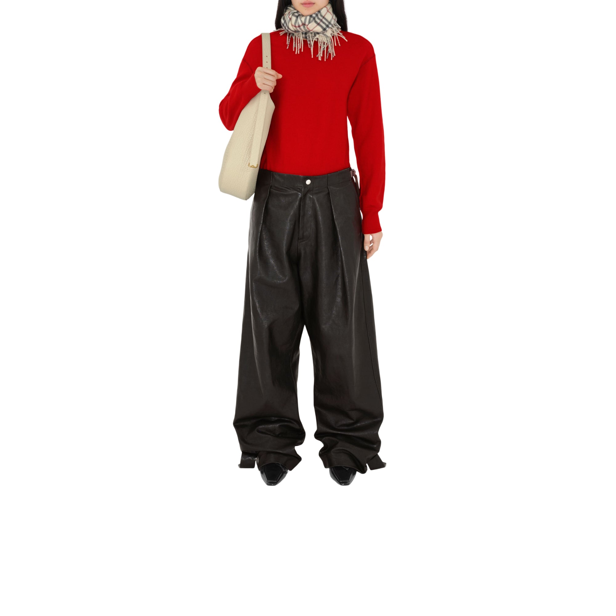 리버시블 체크 캐시미어 스카프 스톤