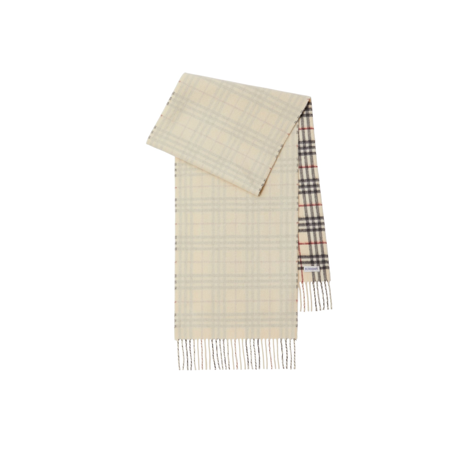 리버시블 체크 캐시미어 스카프 스톤