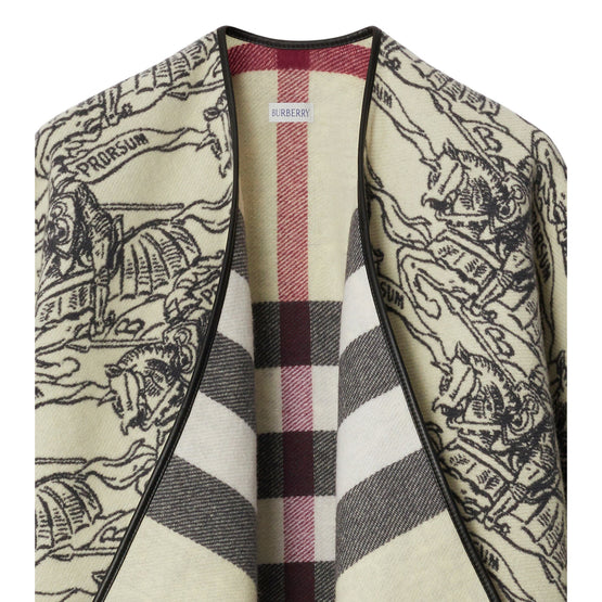 리버시블 EKD 체크 울 케이프 스톤