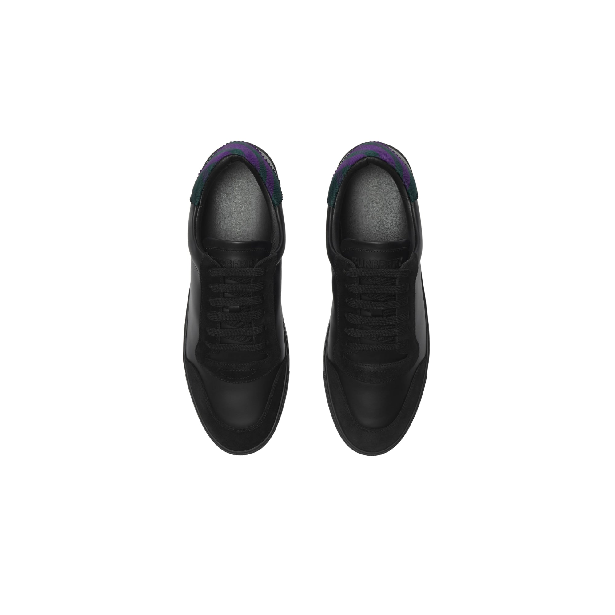 레더 체크 코튼 스니커즈 블랙/로열