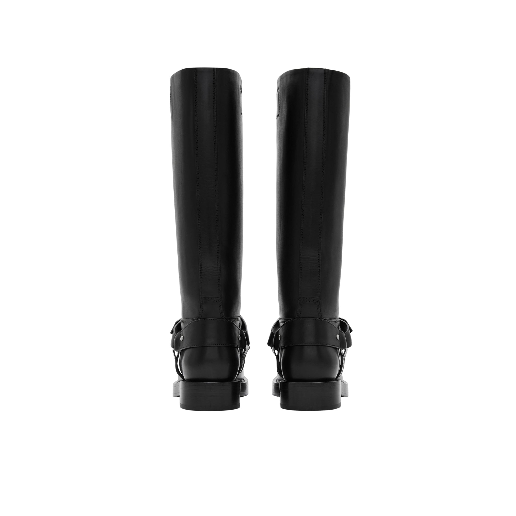 레더 새들 하이 부츠 블랙