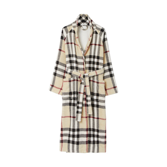 체크 코튼 로브 스톤