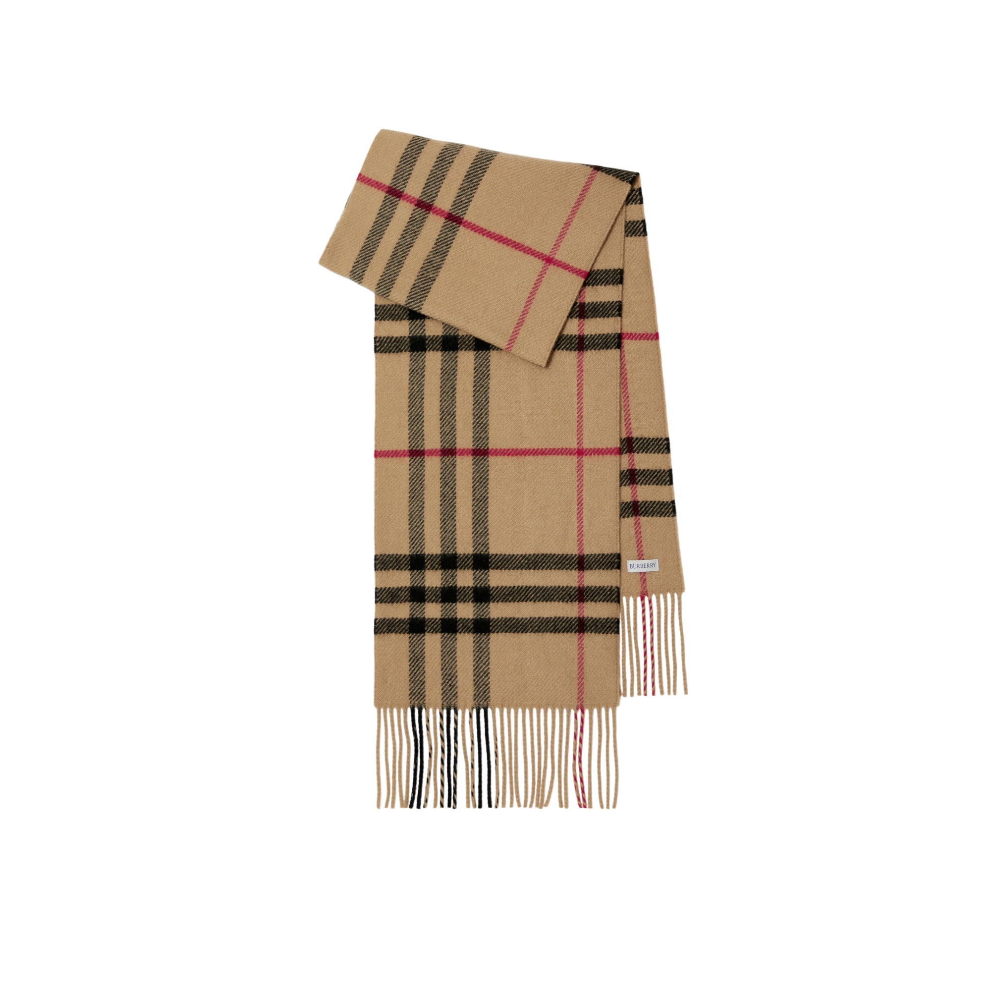 체크 울 캐시미어 스카프 아카이브 베이지