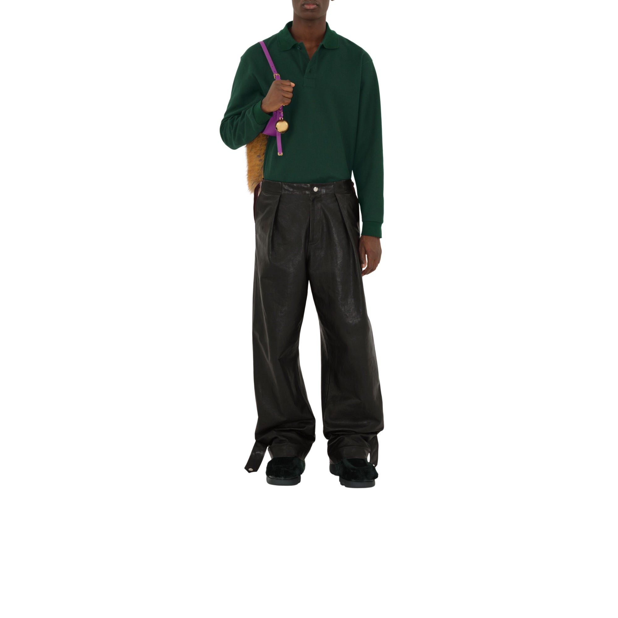 롱 슬리브 코튼 폴로셔츠 바인