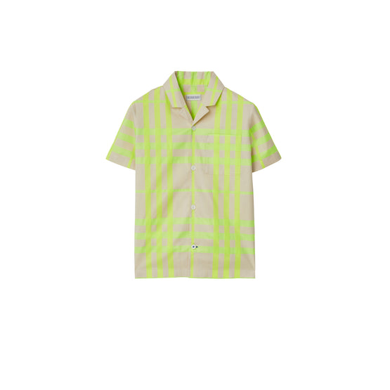 체크 코튼 블렌드 셔츠 비비드 라임