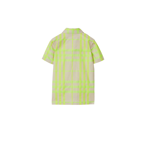 체크 코튼 블렌드 셔츠 비비드 라임