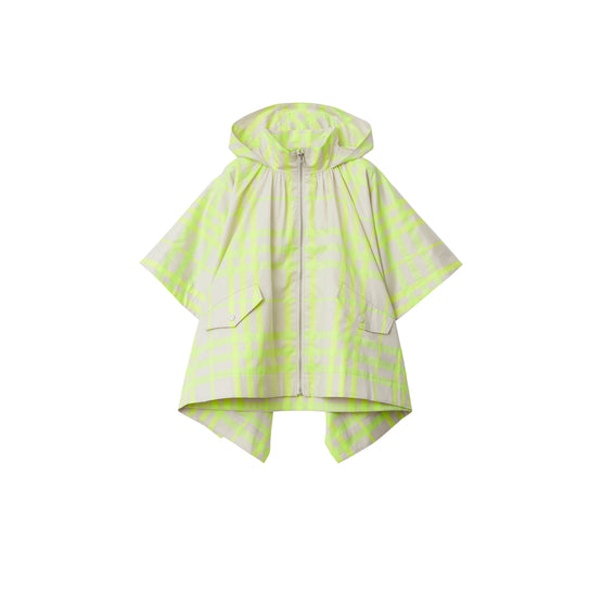 체크 코튼 블렌드 케이프 비비드 라임