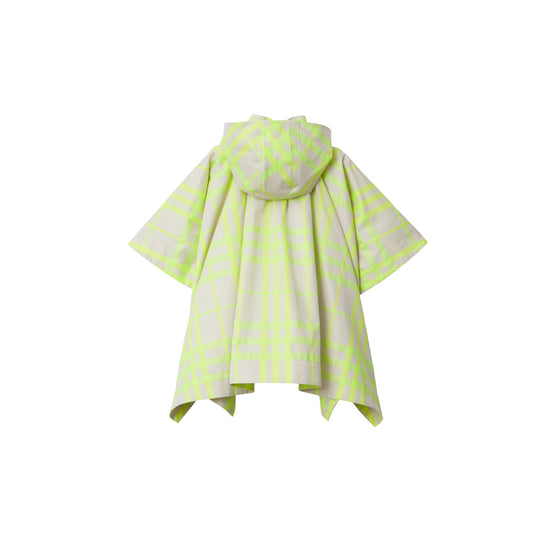 체크 코튼 블렌드 케이프 비비드 라임