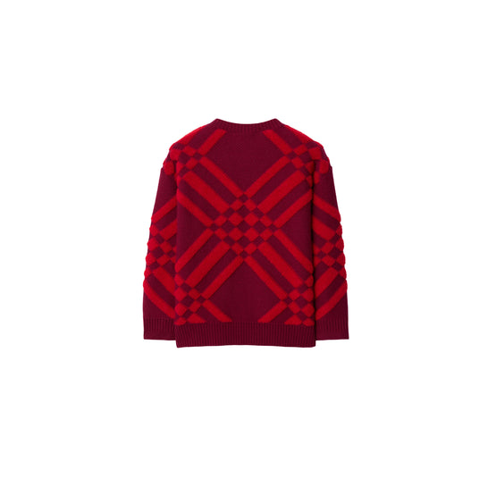 체크 울 캐시미어 카디건 리플