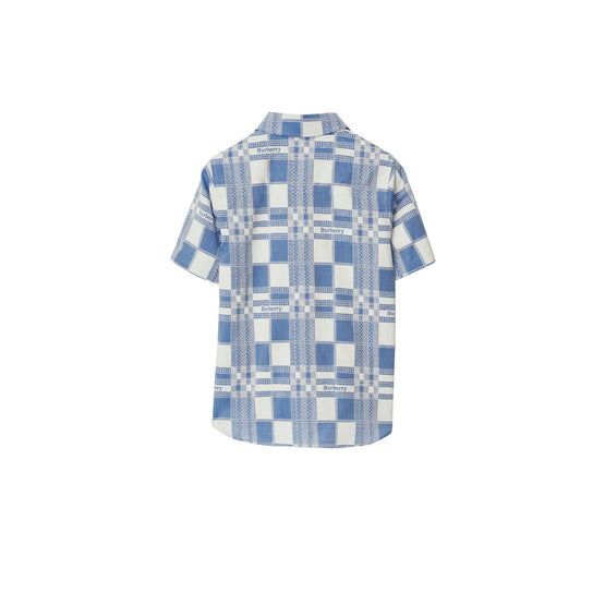 체크 코튼 셔츠 페일 블루