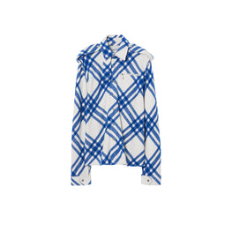 체크 울 블렌드 오버셔츠 나이트